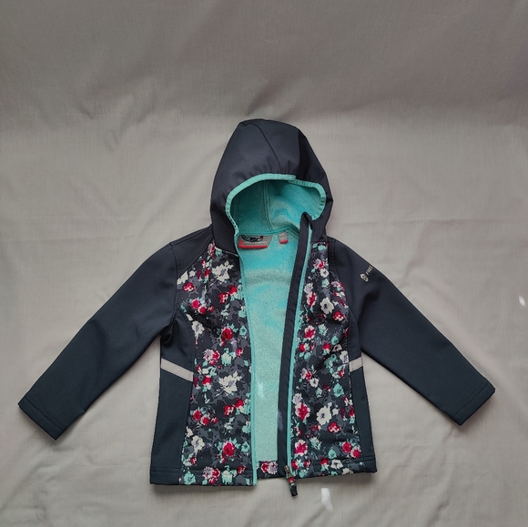 Free Country Girl's Softshell Wind & Water Resistant - Gray Floral - Size 5/6 - Picture 5 of 13